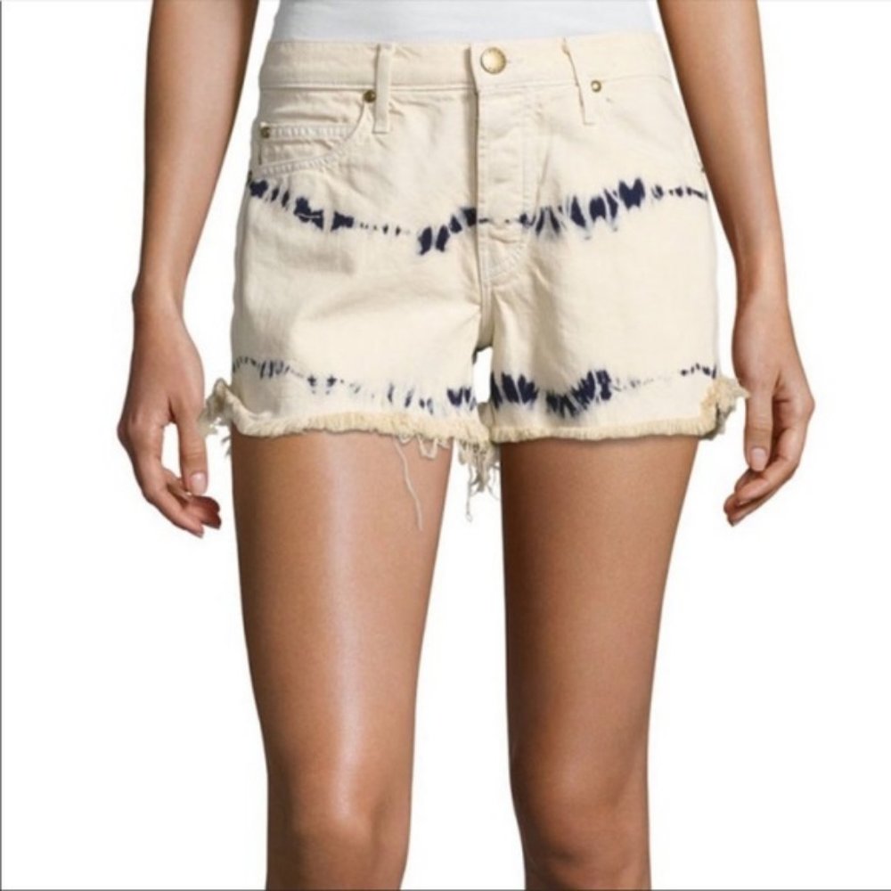 The Great The Cut Off Slouchy Tie Dye Denim Shorts